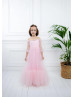 Off Shoulder Pink Tulle Flower Girl Dress Birthday Party Dress